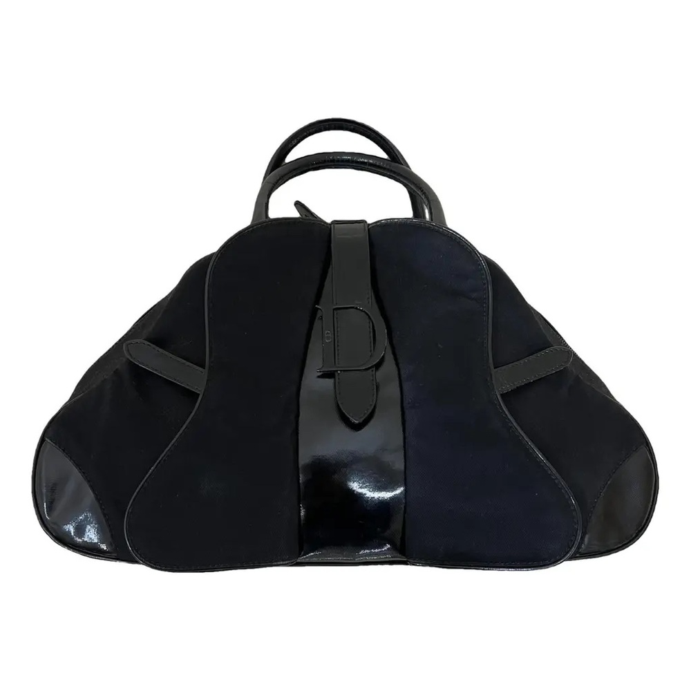 Black Patent Leather Dior Saddle Bowler Bag